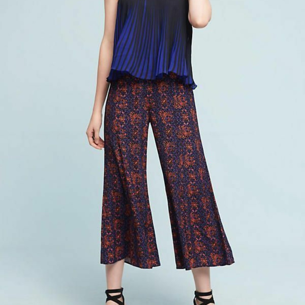 ANTHROPLOGIE Tessie Wide-Leg Crops by Elevenses 12 14 NWT
